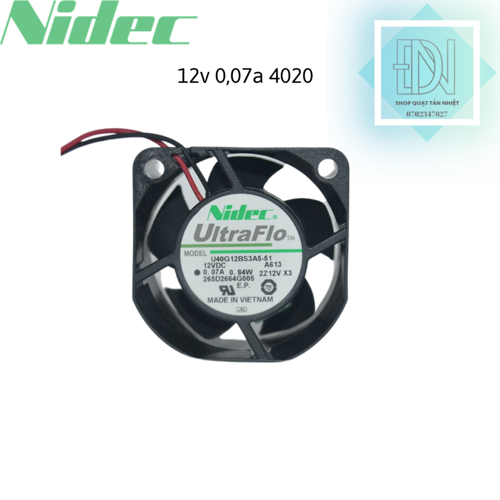 Quạt Tản Nhiệt Phản Lực 12v 0,07a 4x4x2 Nidec Chính Hãng