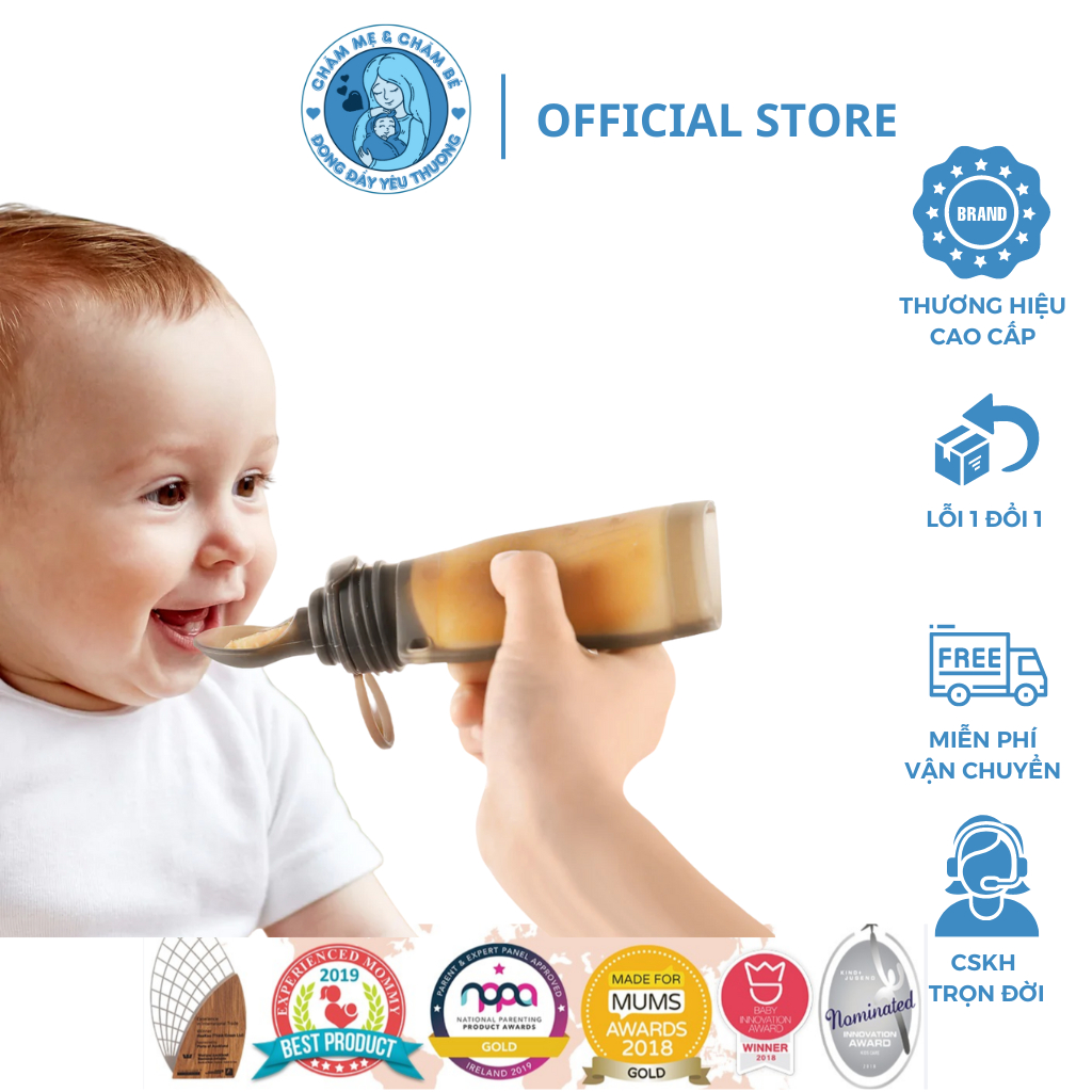 Muỗng ăn dặm cho bé Haakaa. Dạng túi dung tích 130ml. Chất liệu silicone cao cấp. Không chứa BPA, PVC và phthalate