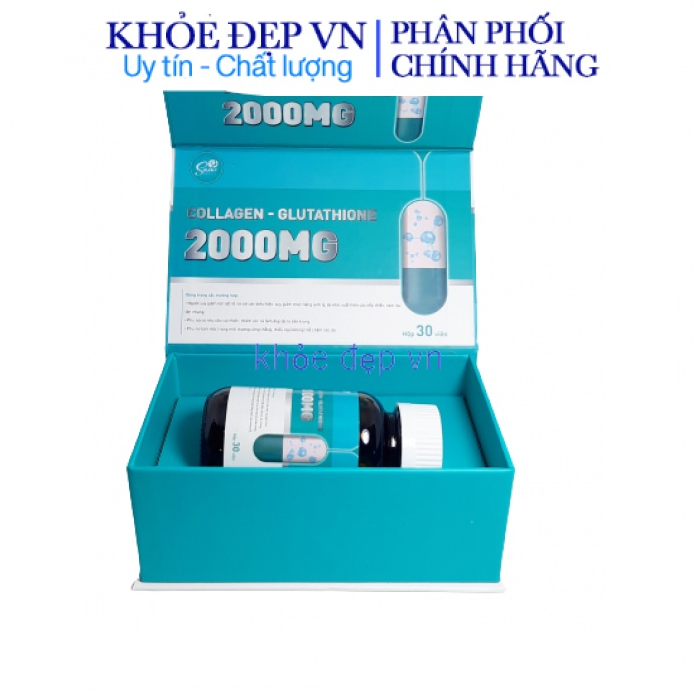 Viên uống đẹp da Glutathione Collagen 2000mg giúp sáng mịn da , chống lão hóa , tăng sức đề kháng – Hộp 30 viên