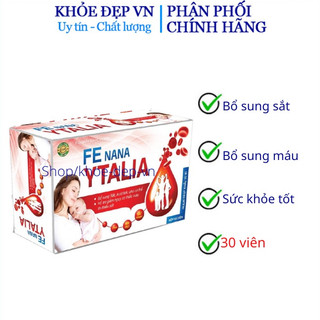 Viên uống bổ máu Fe nana Ytalia giúp bổ sung sắt, acid folic cho cơ thể, cải thiện tình trạng thiếu máu do thiếu sắt-60v