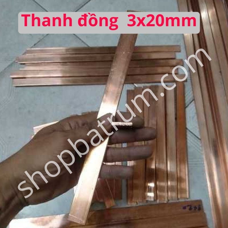 Thanh đồng đỏ đồng thanh cái 3x20mm cắt sẵn chế tay hàn trụ hàn cell pin hoặc thanh tiếp địa