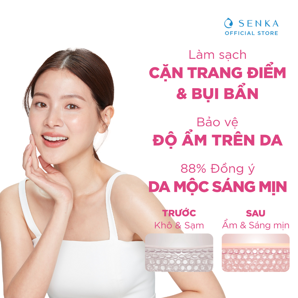 Bộ 02 Nước tẩy trang dưỡng trắng Senka All Clear Water Micellar Formula White (Bright) 230ml