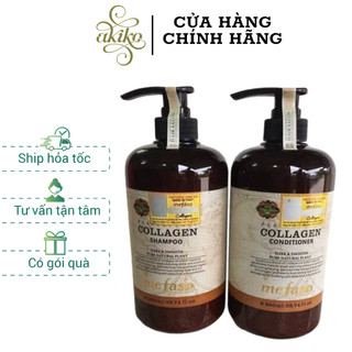 Cặp dầu gội xả Collagen Mefaso Italia phục hồi tóc hư tổn. dầu gội, dầu xả collagen tóc chắc khỏe, mềm mượt