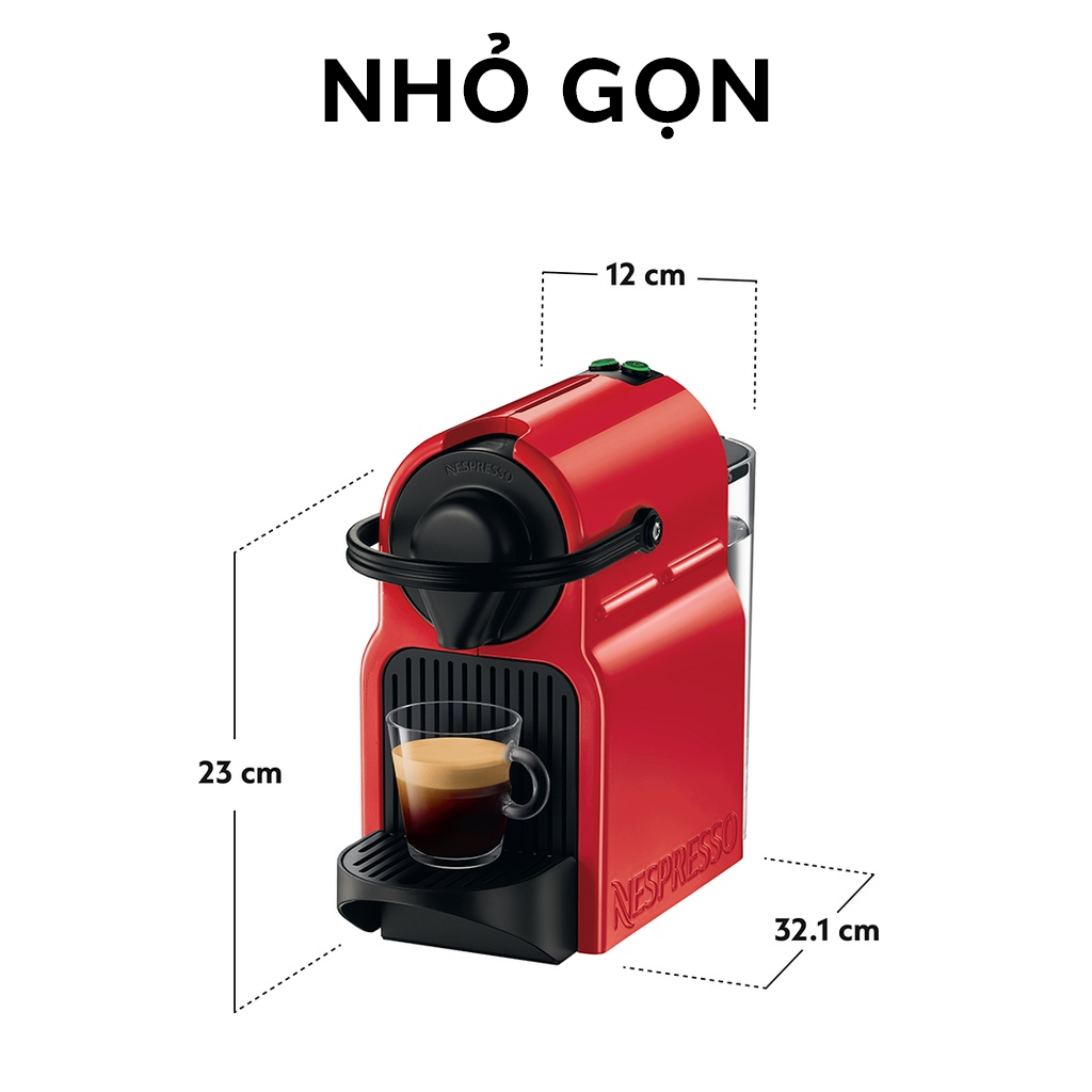 Bộ máy pha cà phê Nespresso Inissia - Đỏ & máy đánh sữa Aeroccino 3
