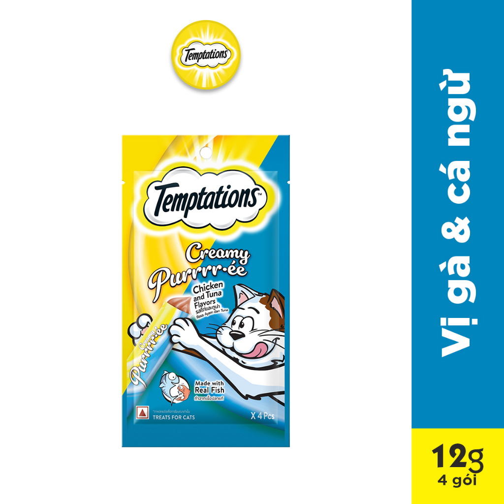 [DATE 15/6/2024] TEMPTATIONS Creamy Purrrr-ée – Súp thưởng cho mèo (48g, 3 túi)