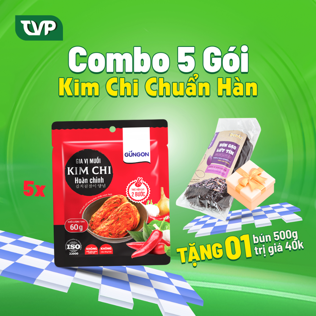 Combo 5 gói gia vị muối kim chi hoàn chỉnh GUNGON chuẩn vị Hàn Quốc 60g gói