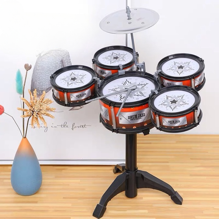 Bộ trống đồ chơi cho bé có tặng kèm ghế ,bao gồm 5 trống JAZZ DRUM,trống mini