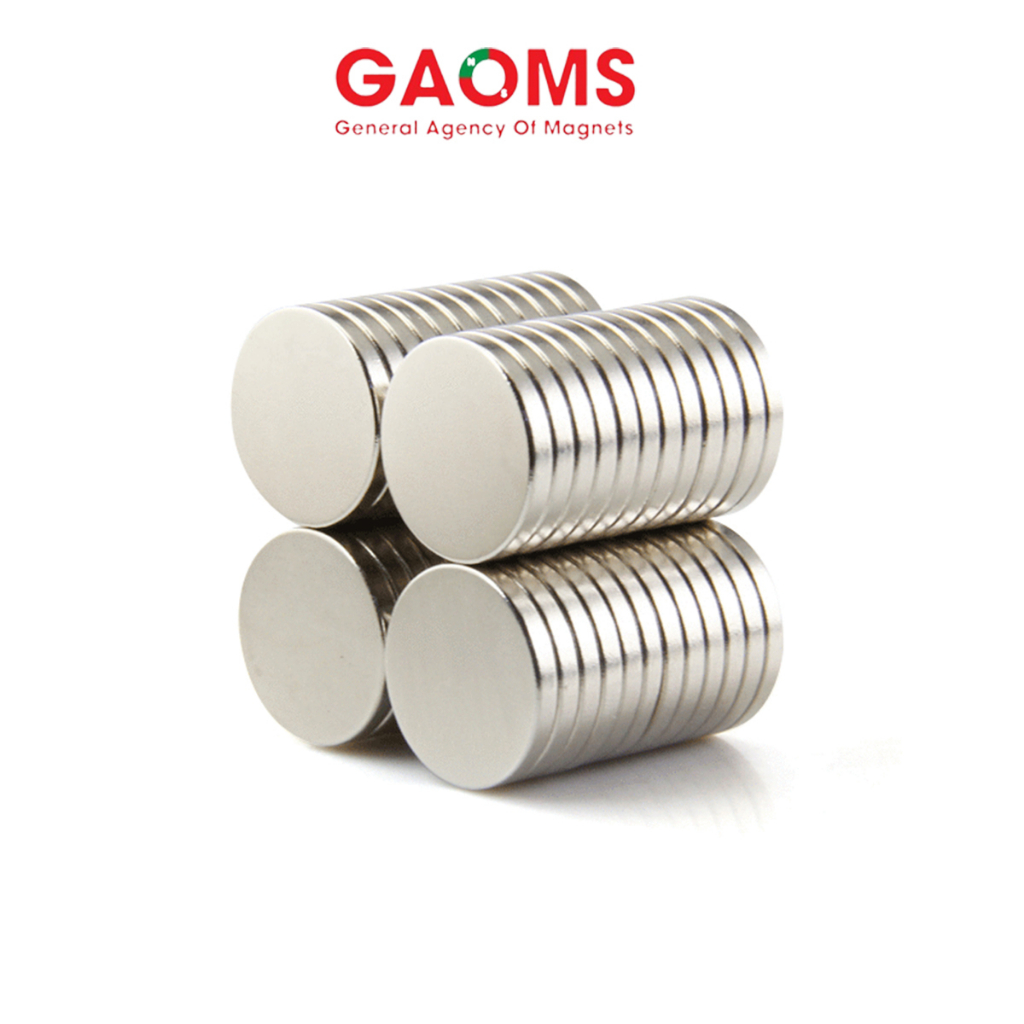 Nam châm viên trụ tròn 15x2mm GAOMS, nguyên liệu đất hiếm mạ Niken
