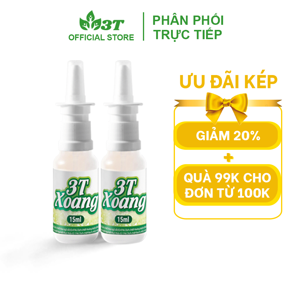 Combo 2 Lọ Xịt Mũi 3T Xoang Hỗ Trợ Xoang, Tắc Nghẹt Mũi, Sổ Mũi (15ml