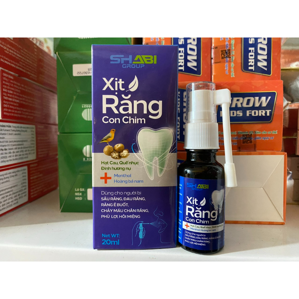 Xịt đau răng miệng Xịt răng con chim giảm ho, sưng viêm đau rát họng