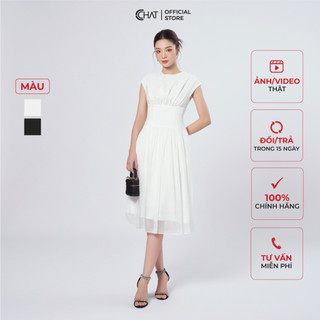 Đầm Nữ 𝐂𝐂𝐇𝐀𝐓 Kiểu Chờm Vai Nhún Chân Ngực Dáng Xòe Chất Voan Mềm Mịn 22VNV2028XT