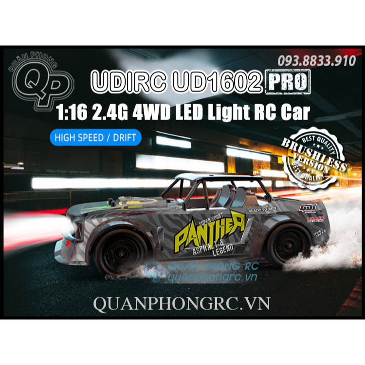 Xe điều khiển Udirc PANTHER UD1602 / UD1602 PRO 1/16 2.4G 4WD High Speed RC Drift Car With LED Light