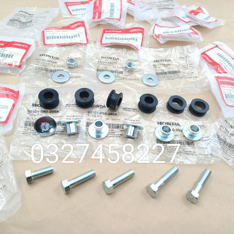 Bộ ốc cao su, pass nhôm gác chân DREAM, WAVE, FUTURE 1.. zin