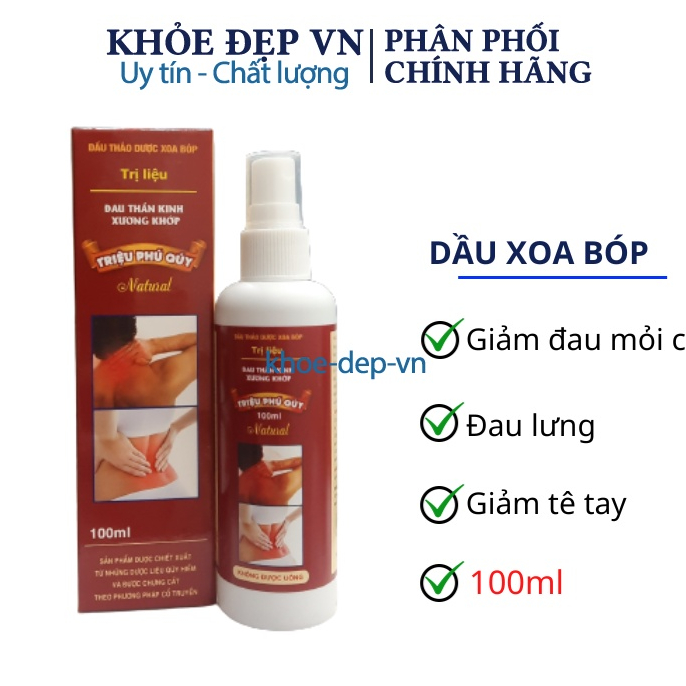 Dầu thảo dược xoa bóp Triệu Phú Quý – Giúp giảm đau xương khớp, mỏi lưng, tê bì chân tay – 100ml