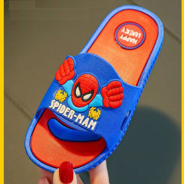 Dép Lê Cho Bé, Dép Bánh Mì Hình Người Nhện, Dép Siêu Nhân Chống Trơn Trượt, Dép Đẹp Màu Xanh Cho Bé Trai Từ 3-11 Tuổi