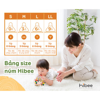 Núm bình Hibee - Thế hệ 1 - Size LL/>9m/Vỉ 2 núm