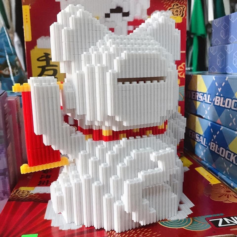 TẶNG BÚA Lắp ráp mô hình mèo thần tài may mắn cỡ lớn 20cm vui đón năm mới cho bé