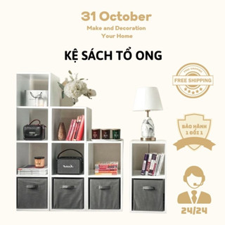 Kệ Sách Gỗ - Kệ Để Đồ Gỗ Đa Năng Tổ Ong Nhiều Tầng Lắp Ghép Cực Tiện Ích