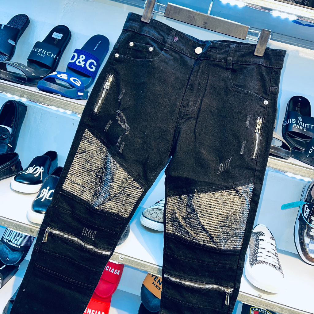 Quần jeans nam mix khoá cao cấp_Quần bò nam mix khoá hot hit