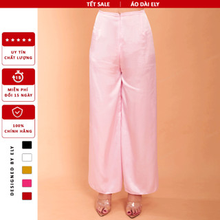 Quần áo dài màu hồng phi lụa phi bóng lưng chun mặc áo dài cách tân truyền thống