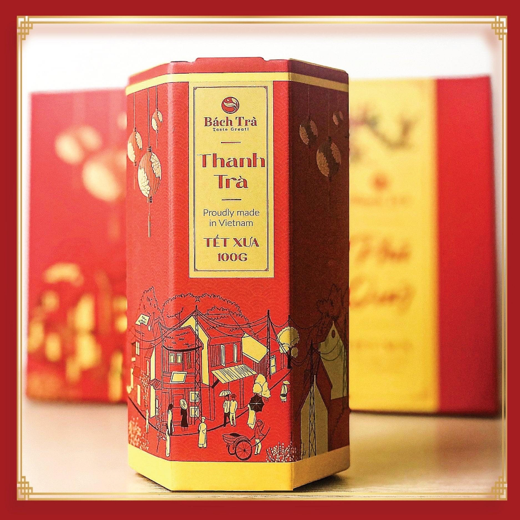 Trà hộp cho dịp lễ tết-Trà xanh Thái Nguyên-Trà ướp hoa Nhài-Trà Oolong BÁCH TRÀ 100g