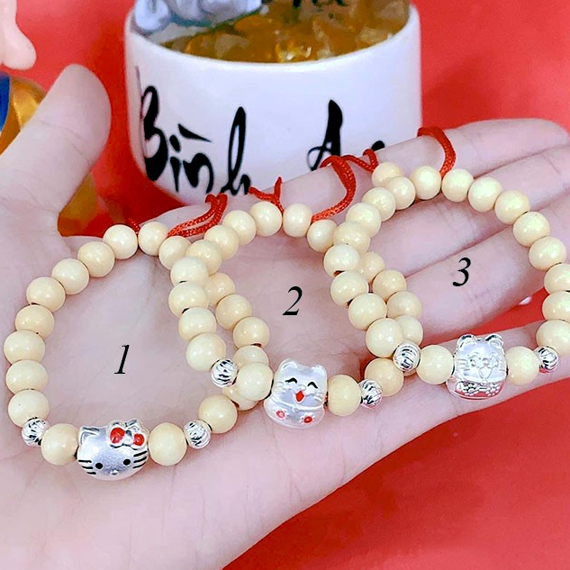 Vòng dâu tằm tuổi mèo - tuổi hổ, con giáp bạc ta chống giật mình, mang lại bình an, may mắn (tặng hạt và dây dự phòng)