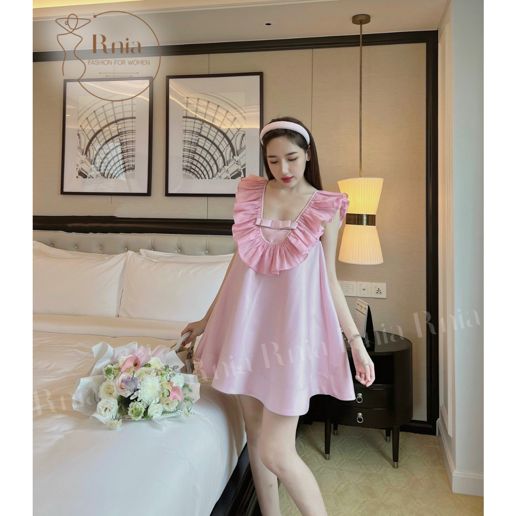 Đầm váy Xòe Chữ A Vai Bèo tiểu thư RNIA V23110