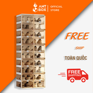 Tủ Để Giày Dép Trong Suốt Gấp Gọn Antbox, Kệ Đựng Giày Dép Chất Liệu Nhựa ABS Cao Cấp Bảo Hành 2 Năm
