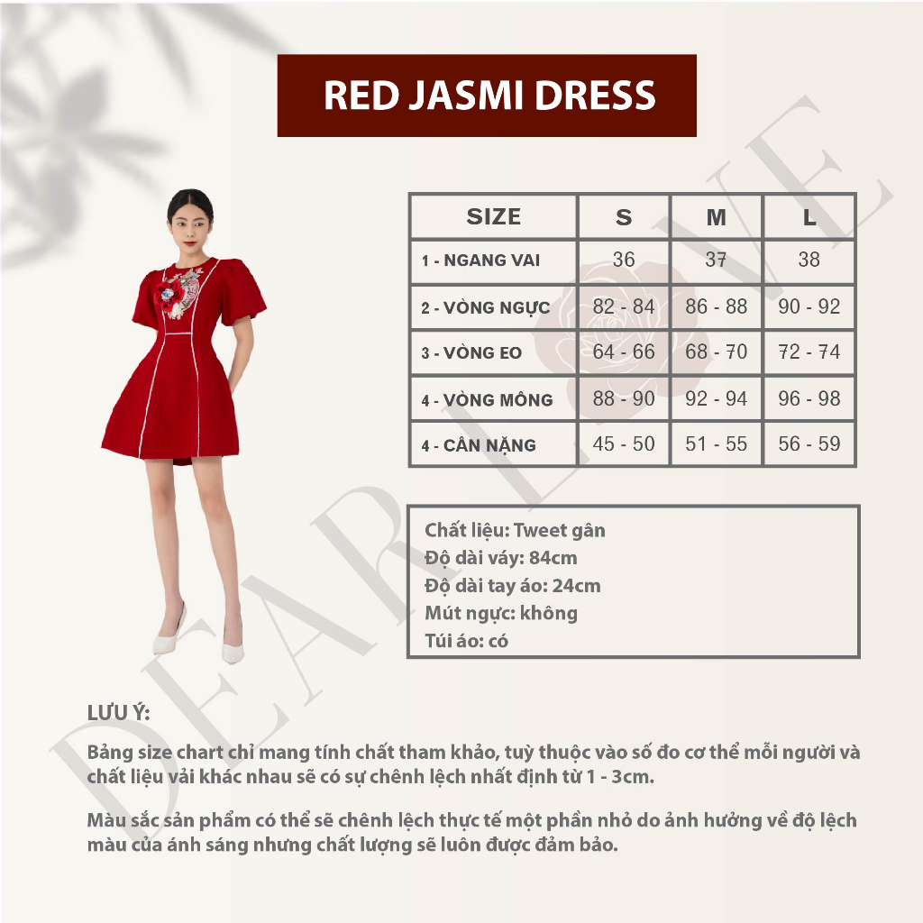Đầm Nữ Dear Love Thêu Hoa Nổi Tay Bồng | Jasmi Dress