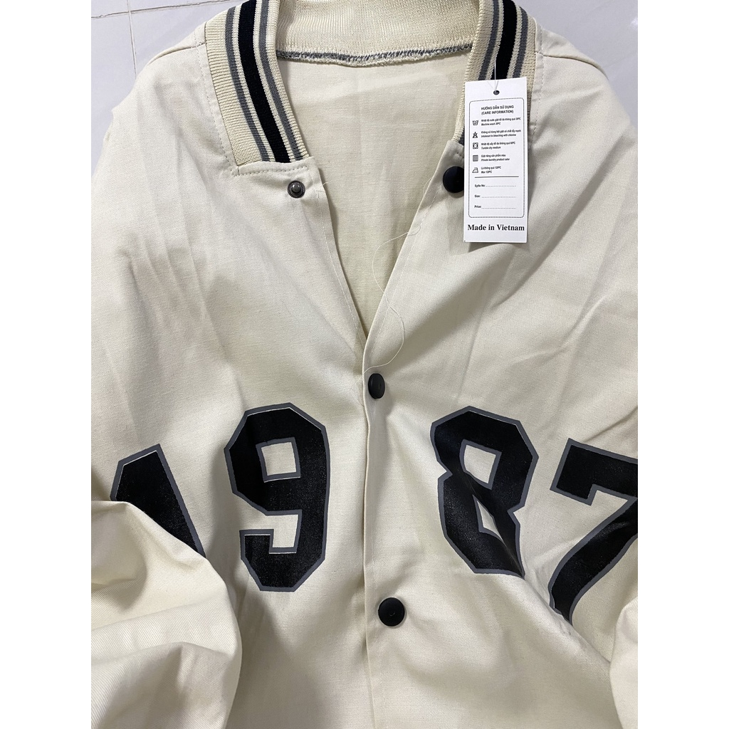 Bomber kaki 1987 oversize  nam nữ AK035 Áo khoác jacket nam hình nét đẹp from to tay bồng