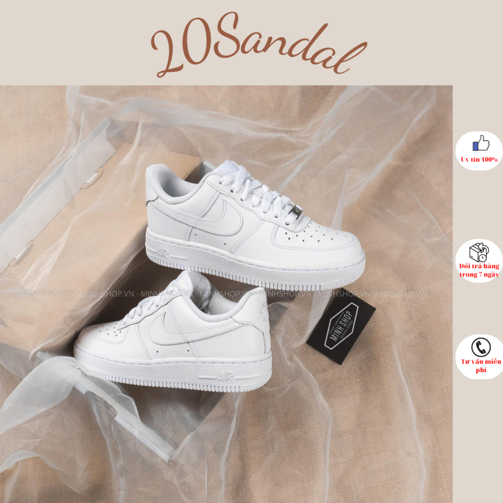 Giày Nike_ AF1 Trắng, Giày Air Force 1 Trắng Dành Cho Nam Nữ Hàng Đẹp Full Box Bill