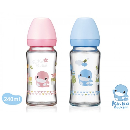 BÌNH SỮA CỔ RỘNG BẰNG THỦY TINH KUKU KU5865 - 240ML