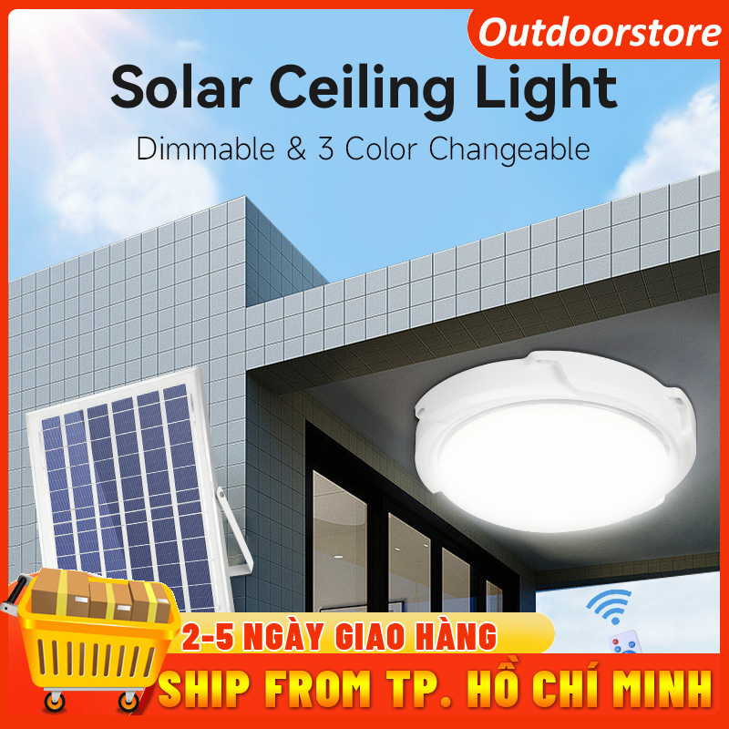 🔥FREESHIP🔥 Đèn năng lượng mặt trời 100W Đèn trần trong nhà Mái hiên Sạc năng lượng mặt trời Tuổi thọ pin
