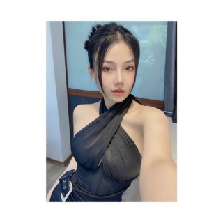 đầm body cổ yếm khoen eo