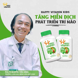 Kẹo dẻo happy vitamin kids plus mẫu mới- bổ sung vitamin a c d e kẽm dha cho bé từ 1 tuổi trở lên