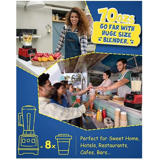 Máy xay sinh tố công nghiệp CRANDDI 1500 watt cho nhà hàng khách sạn gia đình.