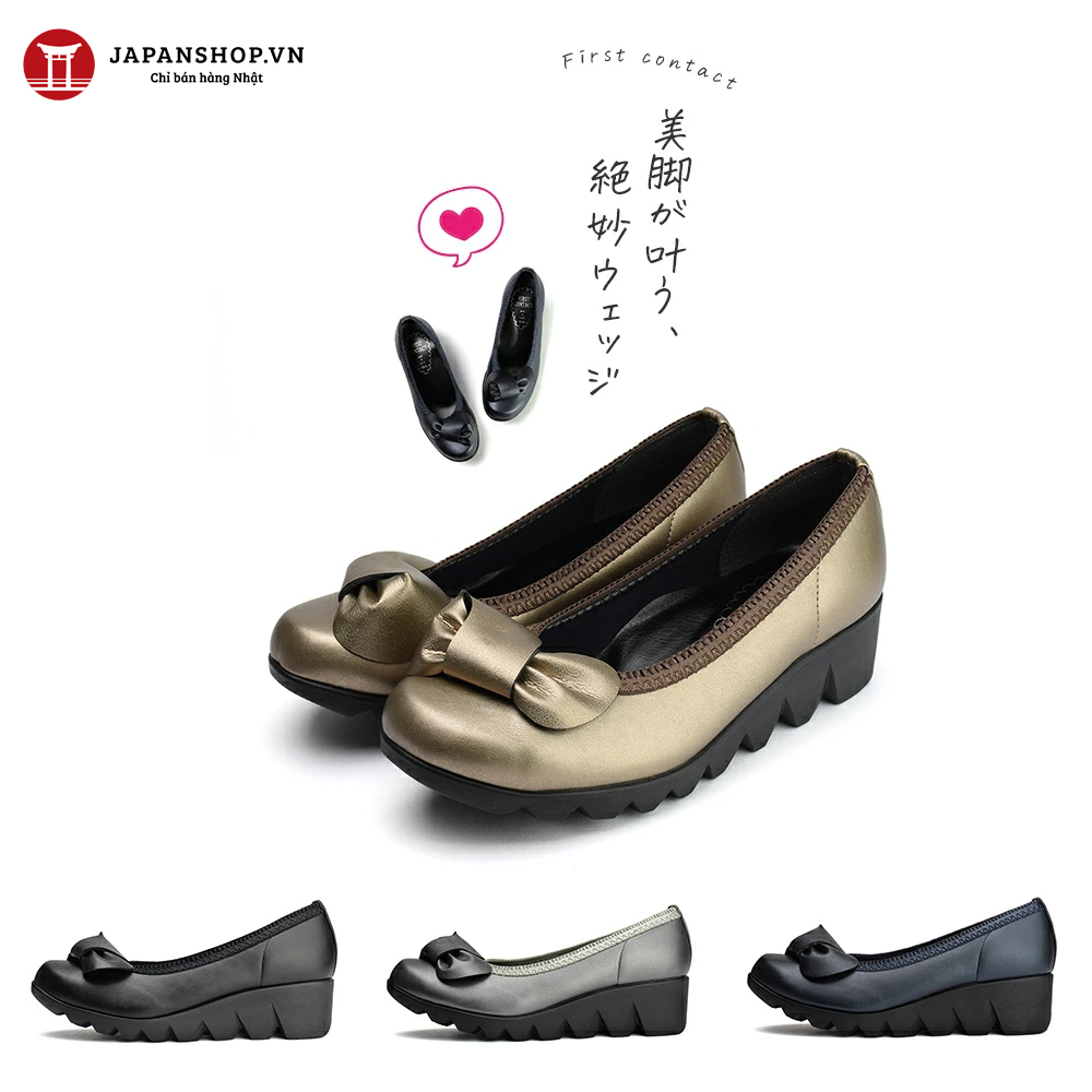 Giày da nữ 4,5cm Kosu 39050 da mềm, siêu nhẹ, chống thấm nước chính hãng Nhật Bản