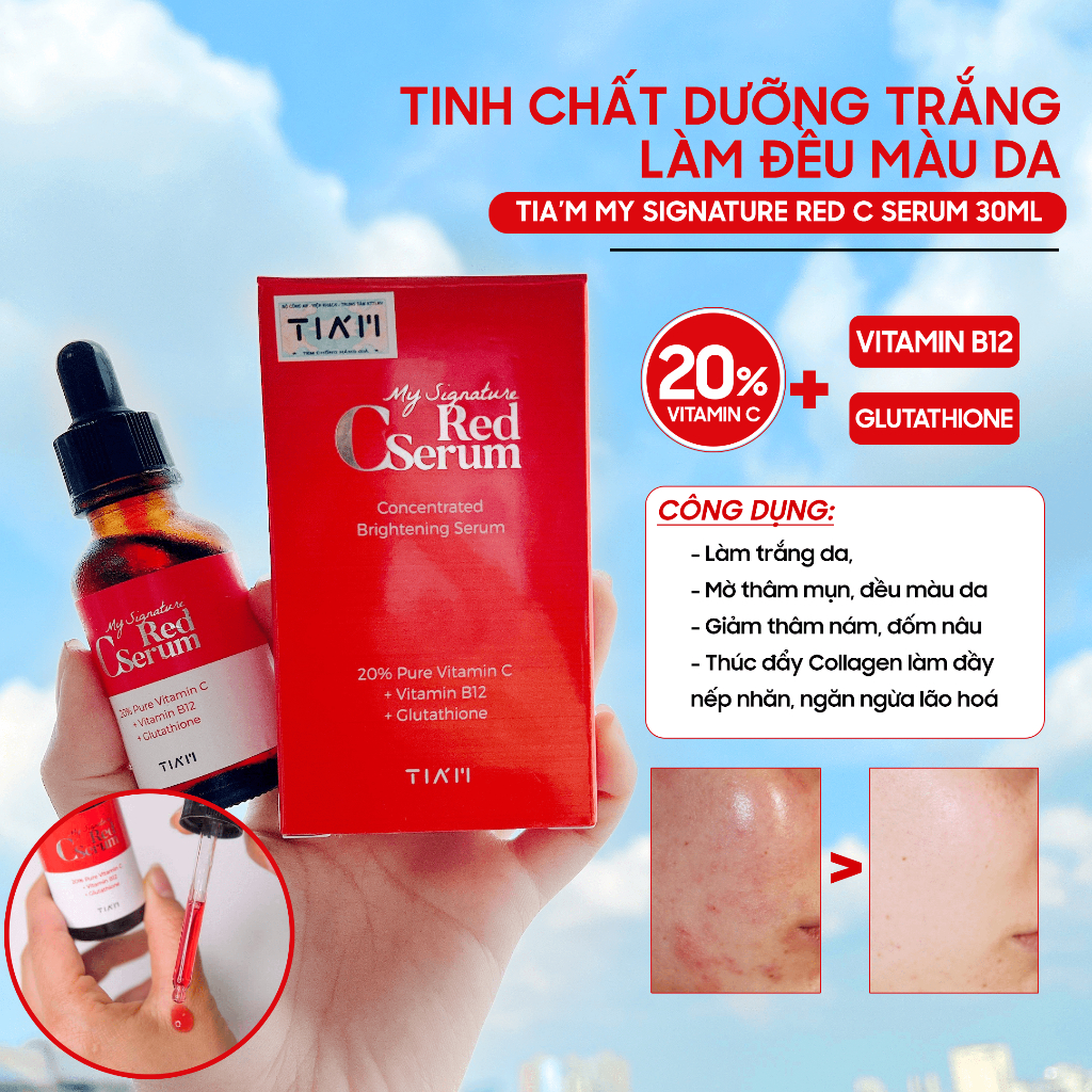 Tinh Chất Dưỡng Trắng, Chứa Vitamin C Làm Đều Màu Da Tia’m My Signature Red C Serum 30m