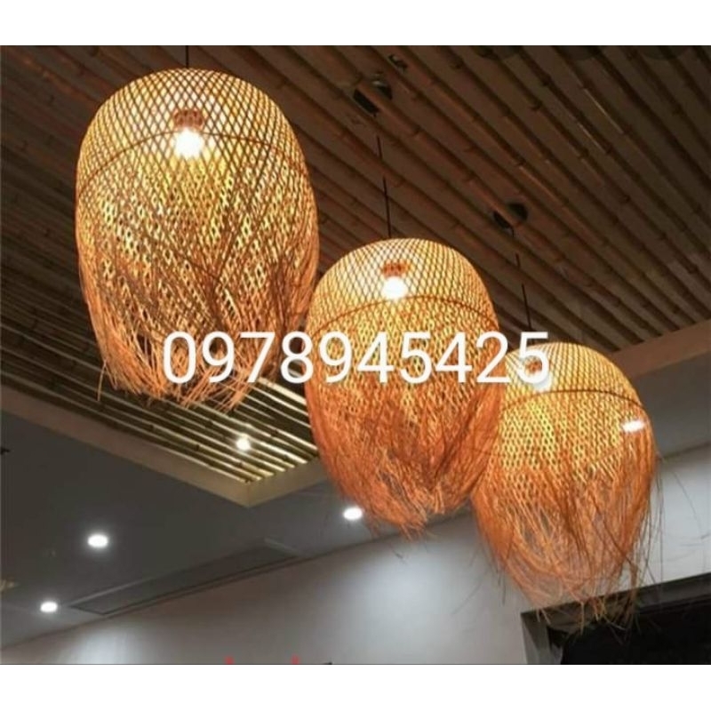 Đèn mây tre, đèn lồng tre tua rua, chụp đèn mây tre