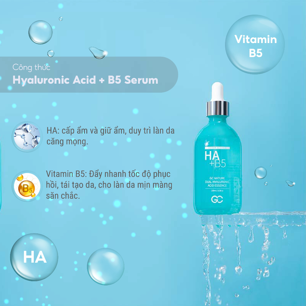 Serum HA + B5 Hồi Phục Và Dưỡng Da Căng Bóng GC Nature 100ml