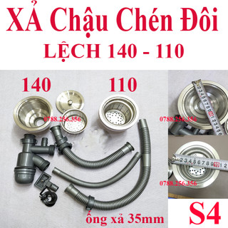 Bộ xả chậu,bồn rửa chén bát đôi inox 304 phi 110mm chỉ nowship xả chậu
