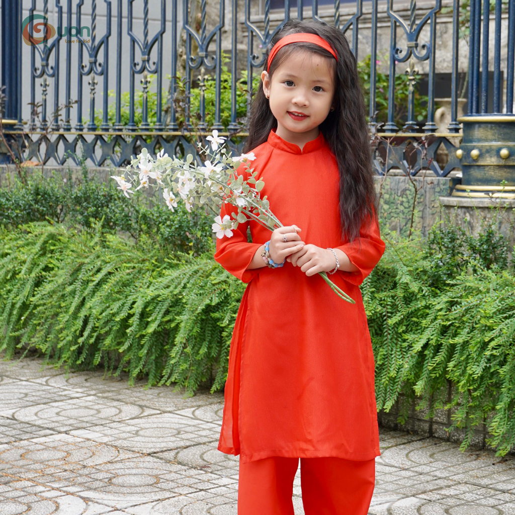 A﻿́o dài Tết 2 tà cho bé 1 2 3 4 5 6 7 8 9 10 tuổi - GUON