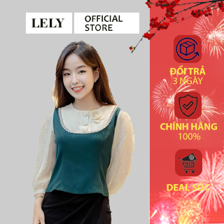 Áo sơ mi công sở xanh rêu tay lửng LELY Fashion