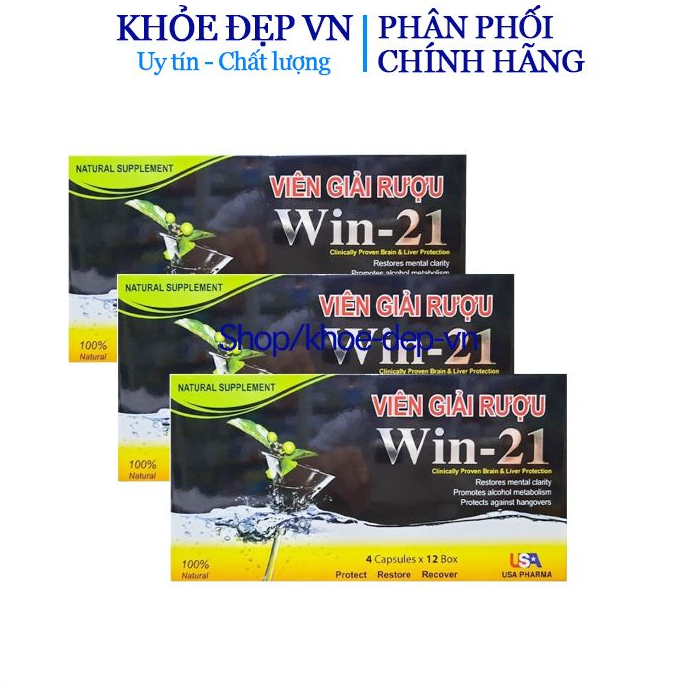 Combo 3 hộp Viên giải rượu bia hiệu quả 1 hộp 4 viên , viên bổ gan , giải độc gan Win-21