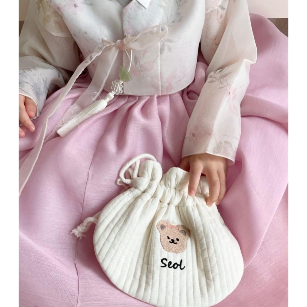 Túi đựng lì xì, đeo chéo thêu theo yêu cầu cho bé phong cách Hàn Quốc đi chơi Tết - đựng tỏi, balo