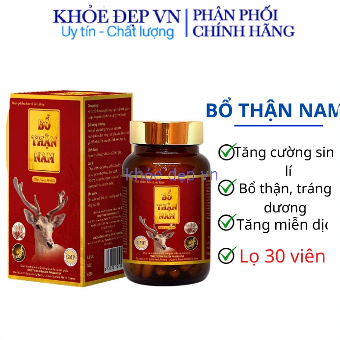 Tăng cường sinh lý nam Bổ Thận Nam giảm xuất tinh sớm , yếu sinh lý hộp 30 viên che tên sản phẩm