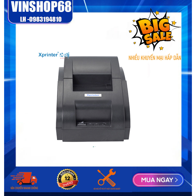 Máy in hóa đơn siêu thị XPRINTER XP58IIM/XP58IIH 58iih - Chính hãng Tặng 5 cuộn giấy