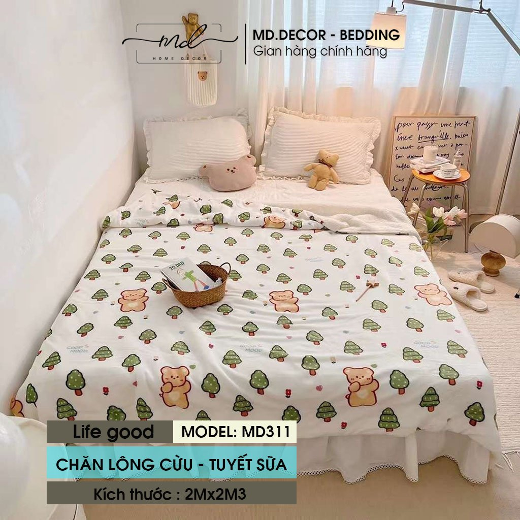 Chăn lông cừu nhung tuyết MD.Decor kích thước 2mx2m3 ấm áp nhiều họa tiết 3D dễ thương tiện lợi cho mọi gia đình