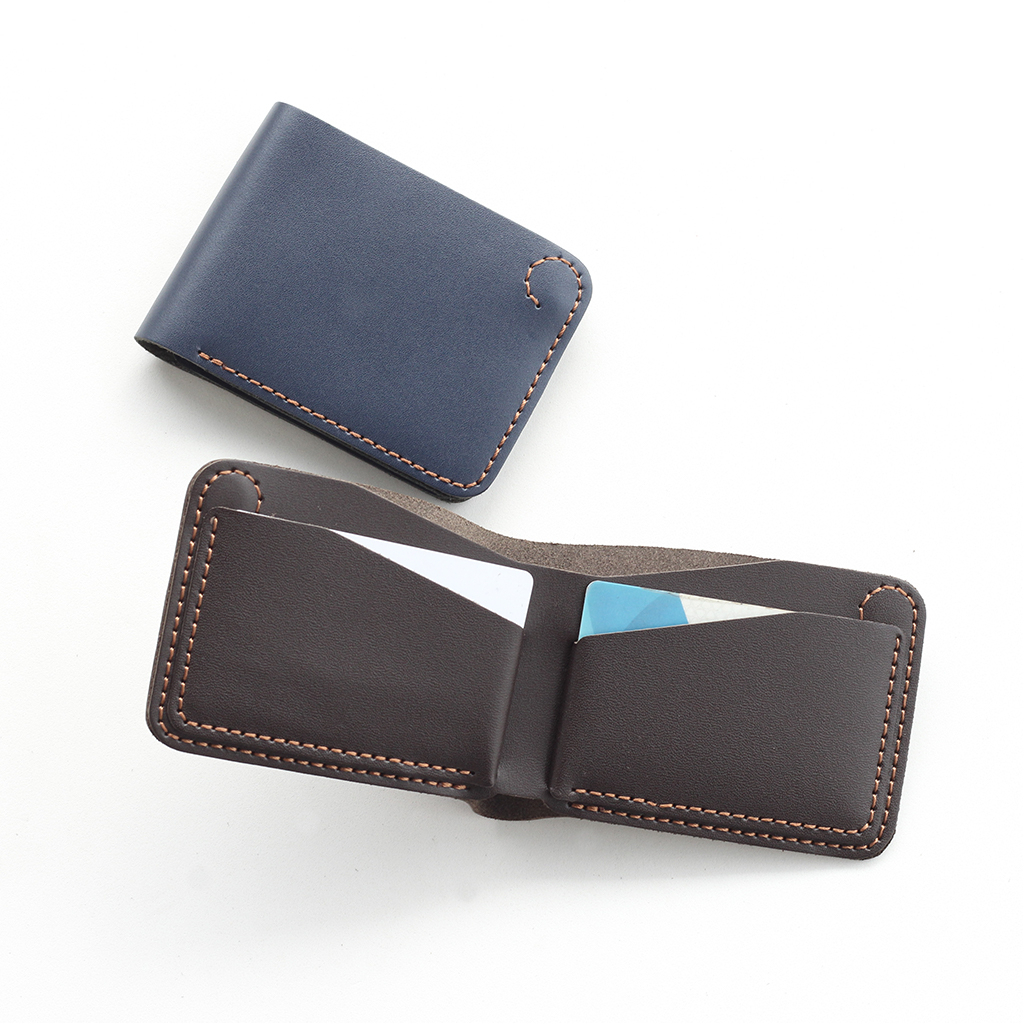 Ví sen 4 , da bò thật , bóp mini nhỏ gọn AMADIO