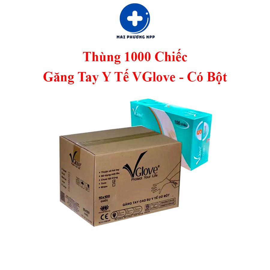 Sỉ Thùng 1000 Chiếc Găng Tay Y Tế Có Bột Vglove